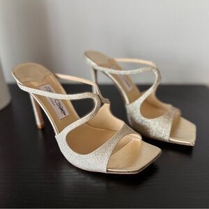 Jimmy Choo Gold Strappy Women's Heels - Anise Champagne Glitter